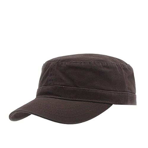 The Vintage Year Heavy Stitch Washed Cotton Cadet Hat Military Army Cap - color: Dark Brown M, size: One Size