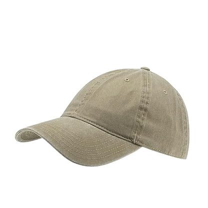 Plain Washed Cotton Adjustable 6 Panel Dad Hat Baseball Cap - color: Khaki