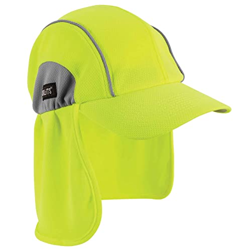 Ergodyne Chill Its 6650 Baseball Cap, Hat with Neck Shade, Sweat Wicking, High Visibility ,UPF 50+ protection, Lime - color: Lime