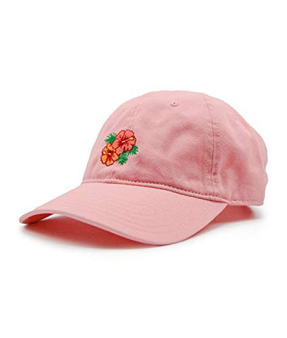 Riot Society Mens Embroidered Adjustable Dad Hat - color: Hibiscus Embroidered (Pink)