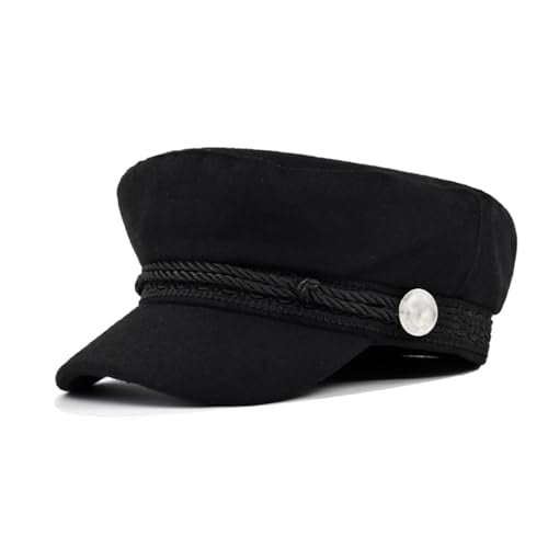 Black Classic Unisex Newsboy Cap Vintage Peaked Beret Style Adjustable Flat Hat Comfortable Fiddler Driver Design