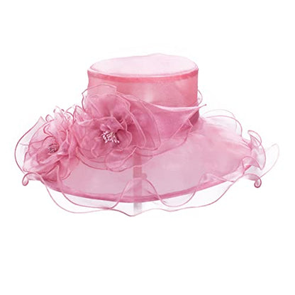 Lawliet Womens Dressy Wide Brim Church Wedding Occasion Sun Hat A613 - color: Medium Pink