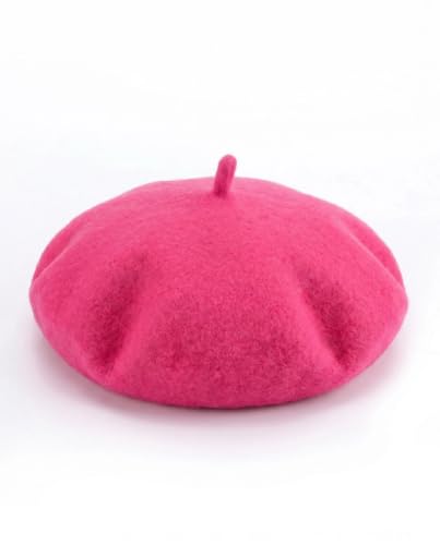 Wool French Beret Hats for Women Classic Winter Beanie Cap - color: Baby Pink