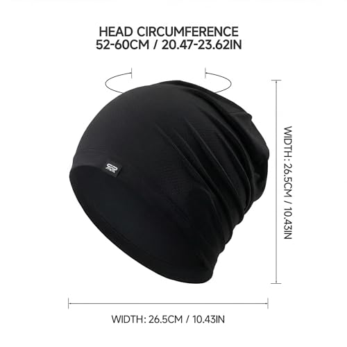 QINGLONGLIN Cooling Skull Cap Sweat Wicking Breathable for Men Women 3 Pack - color: Black + Grey + Army Green