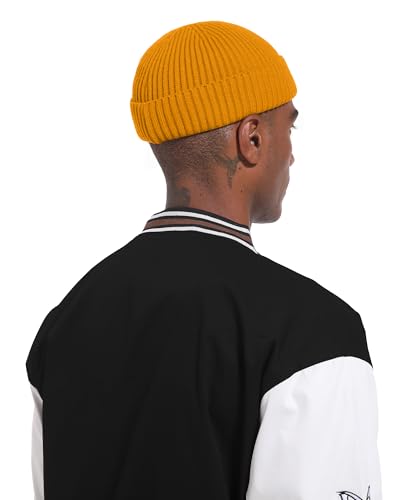 Short Fisherman Beanie for Men Women Wool Fleece Lined Winter Hat - color: 1pcs-yellow