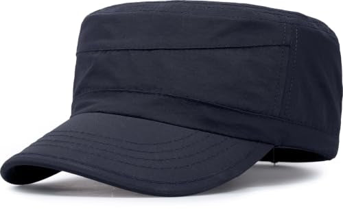 Cadet Army Cap Unisex Military Hat Adjustable Flat Top Cap Baseball Cap - color: Navy Blue