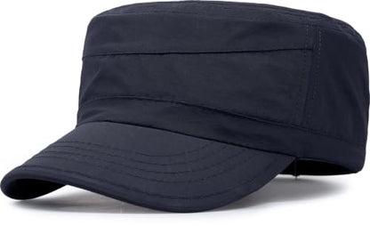 Cadet Army Cap Unisex Military Hat Adjustable Flat Top Cap Baseball Cap - color: Navy Blue