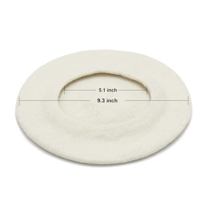 Wheebo Berets for Kids Wool French Beret Hats Artist Painter Hats for Little Girls Boys Solid Color Style - color: White