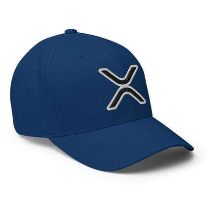 FX XRP Fitted Hat Embroidered Curved Bill Mid Crown Closed-Back Structured Twill Cap - color: Royal Blue, size: Small-Medium