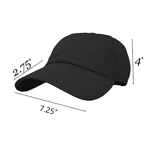 Glory Max 100% Cotton Baseball Cap Classic Plain Low Profile Golf Dad Hat Buckle Adjustable - color: Black