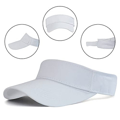 HH HOFNEN Sports Sun Visor Hats Cotton Adjustable Golf Caps for Men Women - color: #1b White