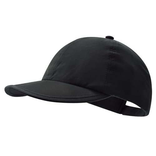 Clakllie Quick Dry 5 Panel Cap for Men Summer Folding Outdoor Hat Breathable Baseball Cap Unstructured Running Hiking Hats - color: Cduk-bssq2582-black