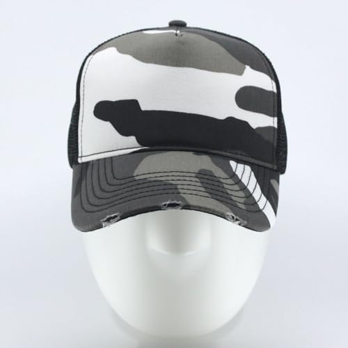 High Crown Foam Mesh Camouflage Tri-Color Oak Leaves Trucker Hat Baseball Cap - color: Distressed City Camo
