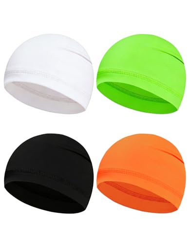Sweat Wicking Skull Caps Cooling Helmet Liner Hat Running Beanie Cycling Skullcap Sleeping Cap for Men Women - color: Black, White, Neon Yellow, Orange