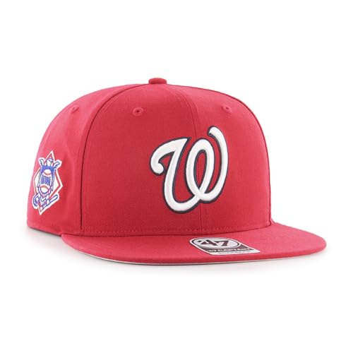 47 MLB Sure Shot Captain Hat Adjustable Structured 6-Panel Snapback Hat Cap, Adult One Size Fits All - color: Washington Nationals