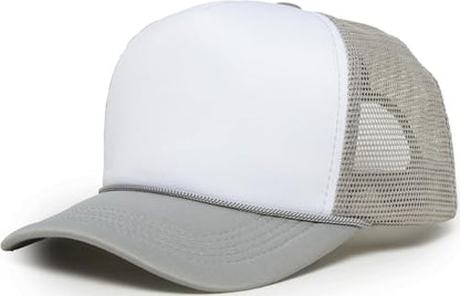 Funky Junque Blank Mesh Foam Lightweight Snapback Trucker Hat - color: White/Light Grey