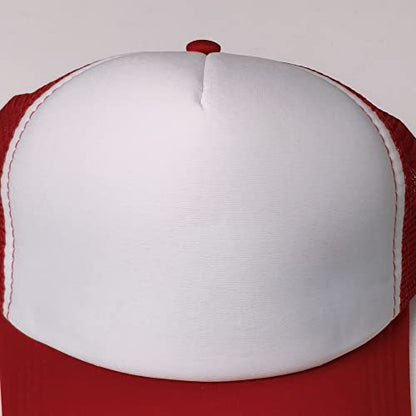 12 Pack Sublimation Hats for Men Blank Trucker Hats Bulk Snapback Mesh Women Baseball Caps DIY Custom 18 Colors - color: Red and White