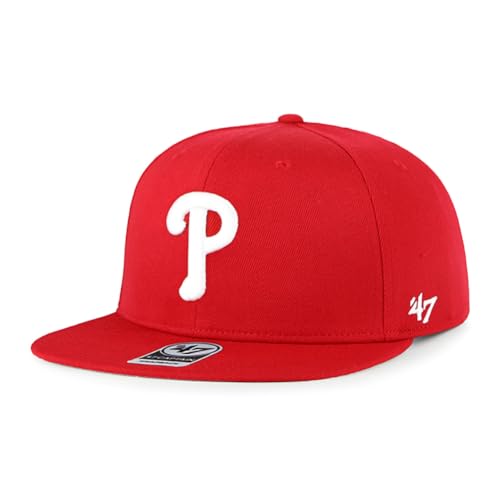 47 MLB Sure Shot Captain Hat Adjustable Structured 6-Panel Snapback Hat Cap, Adult One Size Fits All - color: Philadelphia Phillies