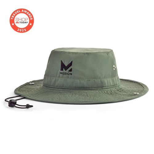 MISSION Cooling Bucket Hat - Unisex Wide-Brim Hat for Men & Women - Lightweight, Foldable & Durable - Cools Up to 2 Hours - color: Bronze Green