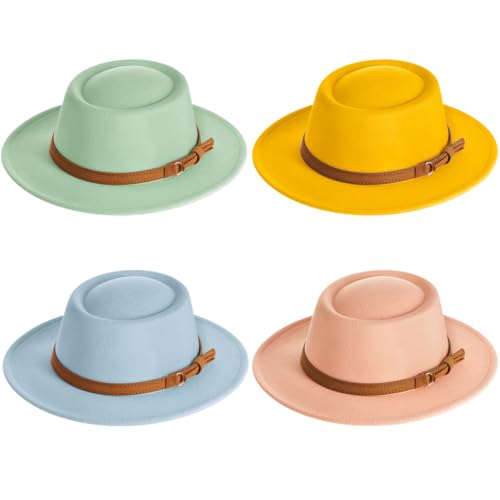 Hercicy Wool Fedora Hat for Women - color: Yellow, Pink, Green, Blue
