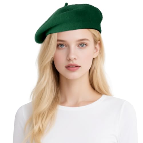 Classic Beret Hats for Women French Beret Hats Painter Artist Costume Cap for Women Girls Men Kids - color: Dark Green, size: One Size
