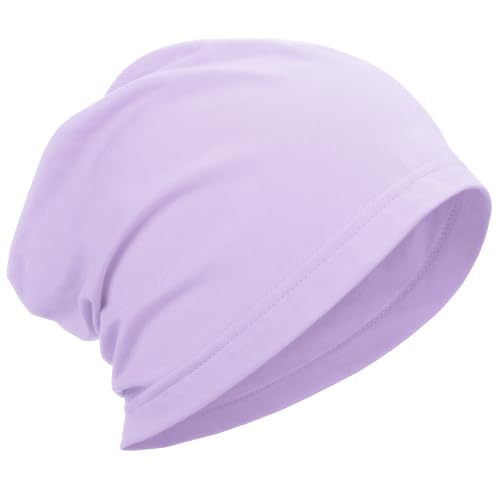 ROYBENS 100% Cotton Thin Slouchy Beanie Hat Women Men Lightweight Chemo Cap - color: 1pcs-purple