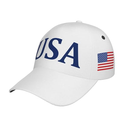 American Flag Baseball Caps Embroiderred USA Flag Patriotic Dad Hat Adjustable Trucker Hats for Men Women - color: Usa Flag White 1