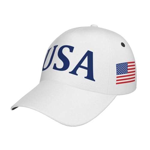 American Flag Baseball Caps Embroiderred USA Flag Patriotic Dad Hat Adjustable Trucker Hats for Men Women - color: Usa Flag White 1