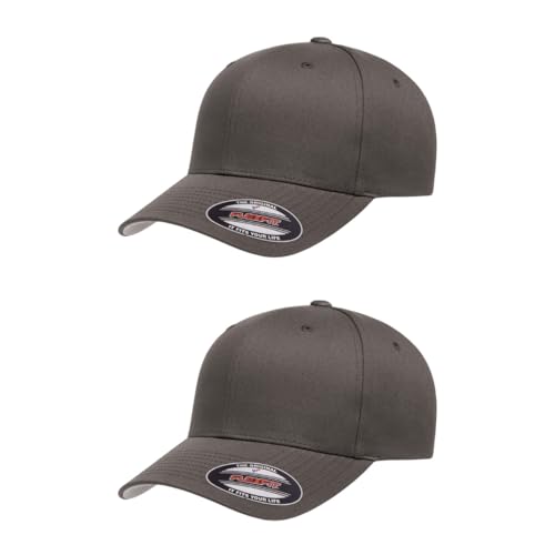 Flexfit 5001 Standard Cotton Twill 6-Panel Fitted Baseball Cap - color: Dark Grey, size: Small-Medium