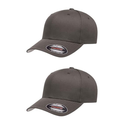 Flexfit 5001 Standard Cotton Twill 6-Panel Fitted Baseball Cap - color: Dark Grey, size: Large-X-Large