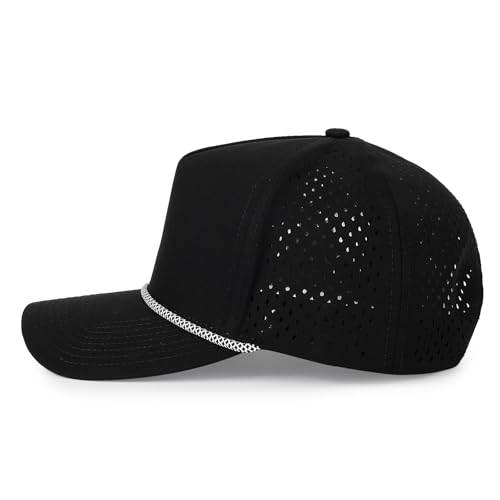 HH HOFNEN Quick Dry Baseball Cap Snapback Golf Trucker Hat for Men Women - color: #1 Black