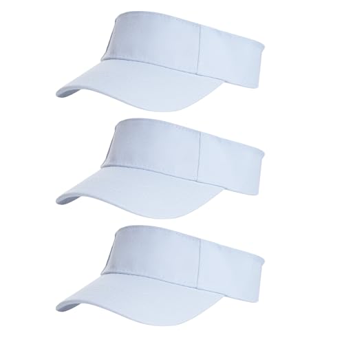 Yookat 3 Pack Visor Sun Hat Adjustable Sun Visor Caps Golf Tennis Visor Hat for Sports Girls Boys Outdoor - color: White