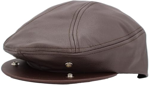KBETHOS Leather Ascot Made in USA Ivy Collection Classic Newsboy Caps - color: Dark Brown, size: Large