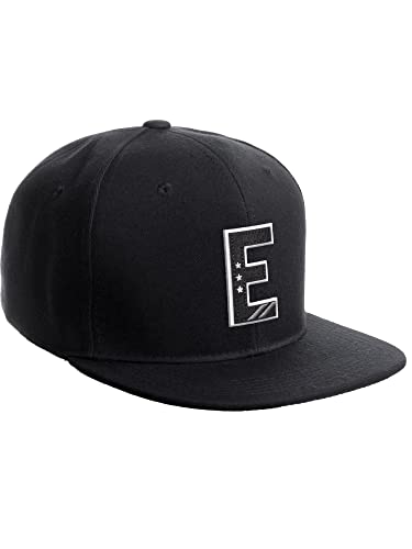 Daxton Classic Snapback 3D Alphabet A to Z Numbers Initials Flat Bill Visor Cap - color: Black, style: Letter E