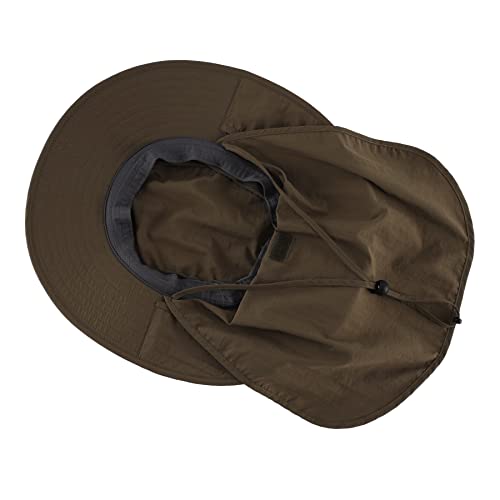 Home Prefer Outdoor UPF50+ Mesh Sun Hat Wide Brim Fishing Hat with Neck Flap Sun Hat for Men Women - color: Olive Brown