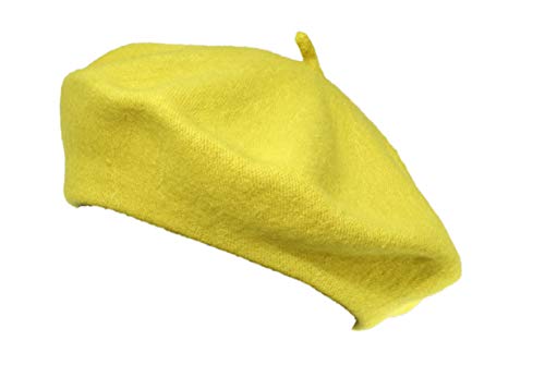 French Style Lightweight Casual Classic Beanie Solid Color Wool Beret - color: Yellow