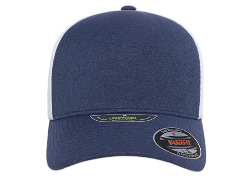 Flexfit Melange Unipanel Trucker Cap - color: Melange Navy/White, size: Large-X-Large