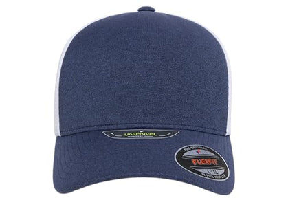Flexfit Melange Unipanel Trucker Cap - color: Melange Navy/White, size: Small-Medium