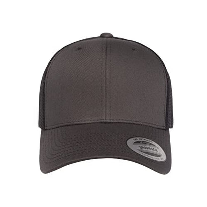 Yupoong Classic Mesh 6 Panel Retro Trucker Cap | Mid Profile Snapback - color: Charcoal/Black