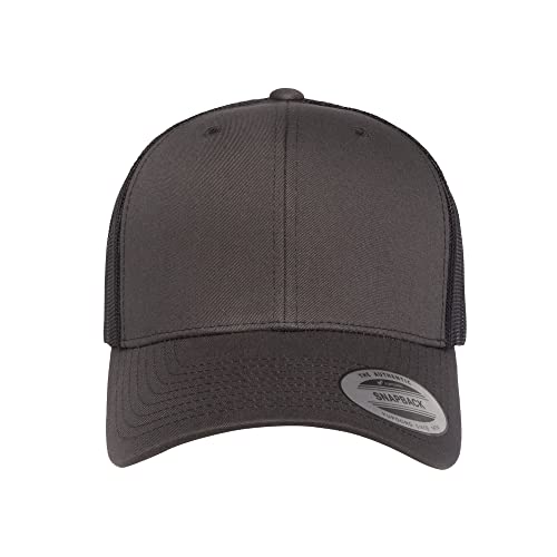 Yupoong Classic Mesh 6 Panel Retro Trucker Cap | Mid Profile Snapback - color: Charcoal/Black