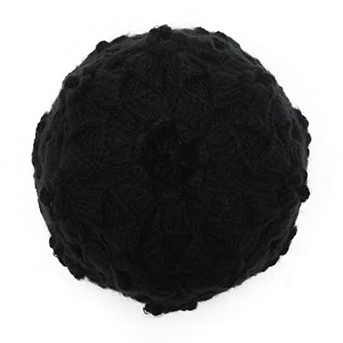 ZLYC Women Winter Crochet Knit Floral Beanie Hat - color: Flower Black, size: One Size