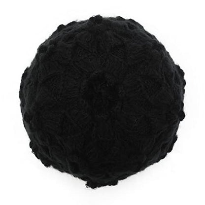 ZLYC Women Winter Crochet Knit Floral Beanie Hat - color: Flower Black, size: One Size