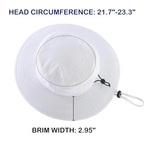 Connectyle Sun Hat for Men Women Outdoor UV Protection Safari Hat for Fishing Hiking Gardening Breathable Cowboy Hat UPF50 - color: White