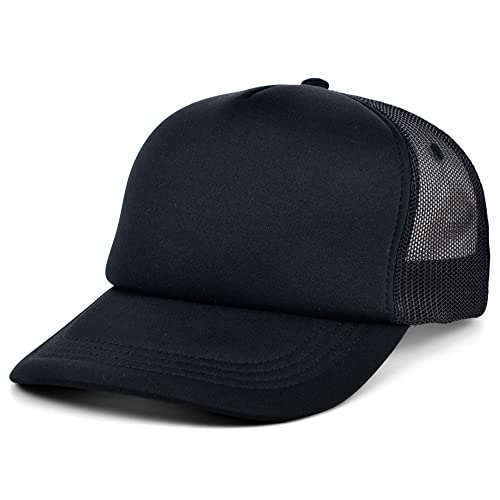 Lids Blank Basic Foam Trucker Adjustable Snapback Hat - color: Black/Black