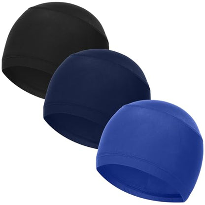 Cooling Skull Caps Helmet Liner Hard Hat Sweat Liner Motorcycle Cycling Cap - color: 3pcs (Black+blue+navy Blue)