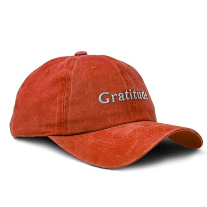 Speedy Pros Soft Washed Baseball Cap Gratitude Cotton Dad Hats for Men & Women - color: Orange