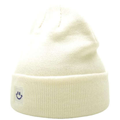 55cube Unisex Winter Beanie Hats Warm Thick Knit Cuffed Skullcaps - color: Cloud Dancer
