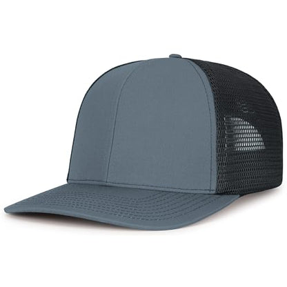 Pacific Headwear Contrast Stitch Trucker Pacflex Snapback Cap - color: Graphite/Black/Graphite