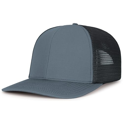 Pacific Headwear Contrast Stitch Trucker Pacflex Snapback Cap - color: Graphite/Black/Graphite