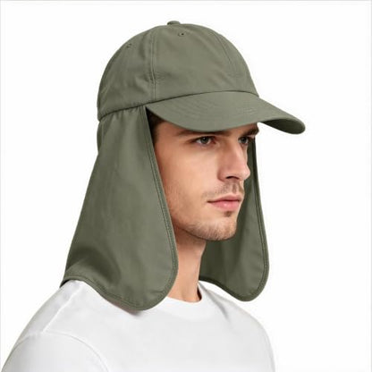 Solaris Mens Sun Hat Neck Flap 2 in 1 Foldable Waterproof UPF 50+ Baseball Cap Fishing Hiking Outdoor - color: #5 Green